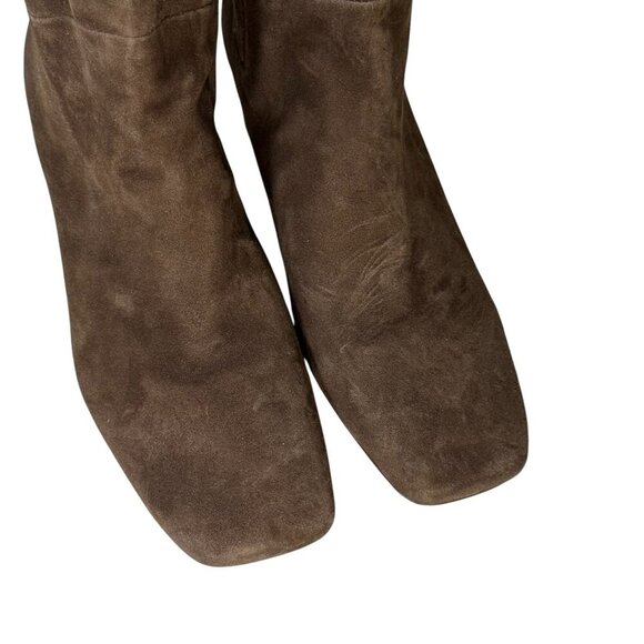 Vince. Ramona WIDE CALF Square Toe Mid Heel Suede Boots Women's 38/7.5 Pinecone - Picture 4 of 8